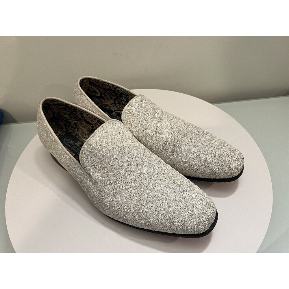 After Midnight Formal Footwear White Sequin Slip On-Size 10